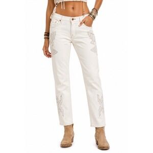 Bliss and Mischief x NSF Embroidered Flybird Jeans Womens Size 31 Boho Artisan